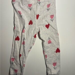 Carter's Heather Gray Leggings with Pink Tulip & Red Heart Print